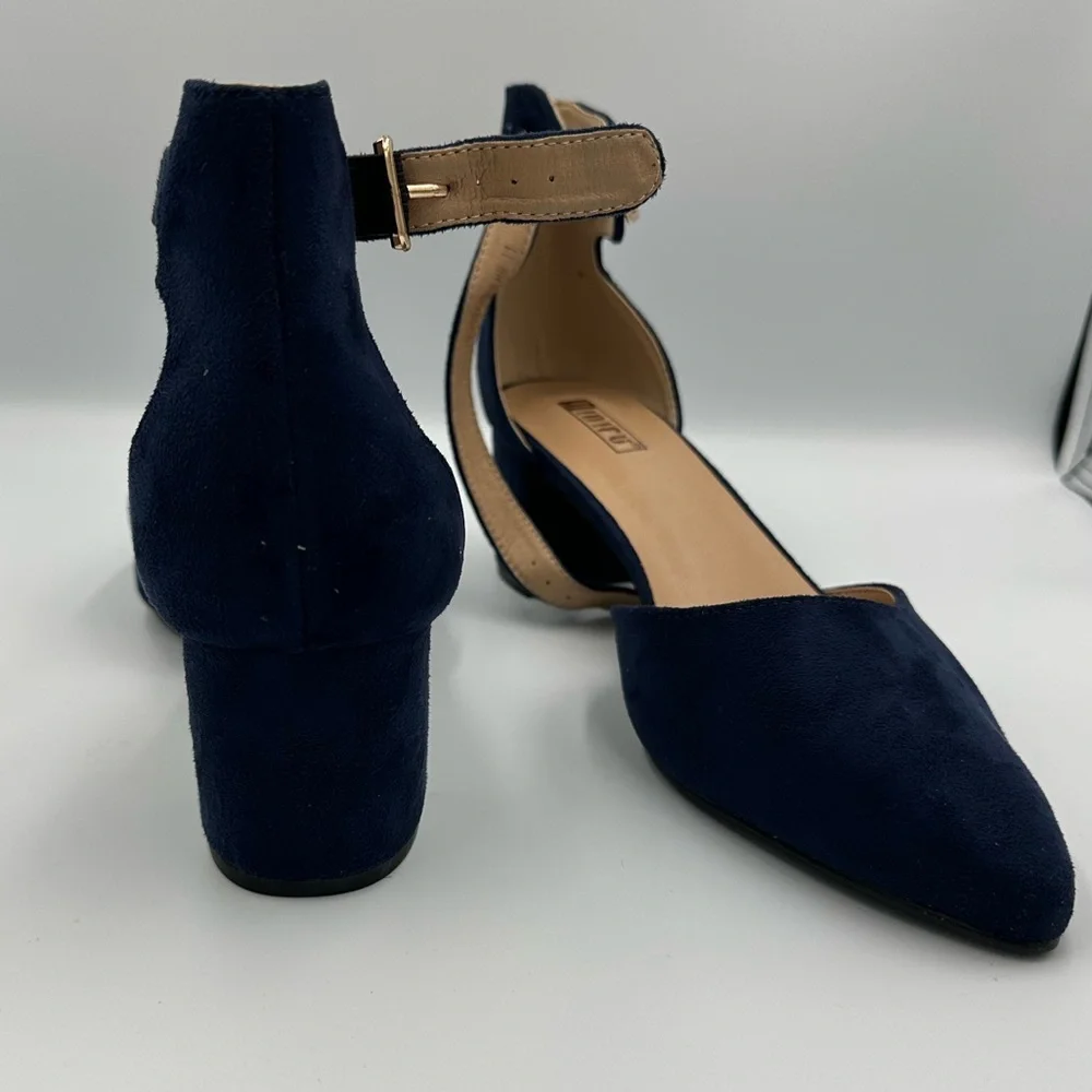 Navy Blue Block Heel Dress Shoes | Ankle Strap Heels | Size 11